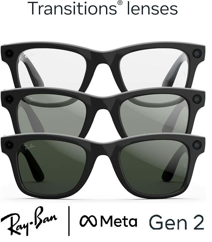 Смарт-очки Ray-Ban META WAYFARER (Gen 2) Clear/Graphite Green Transitions RW4012 601/1M 53-22 черный