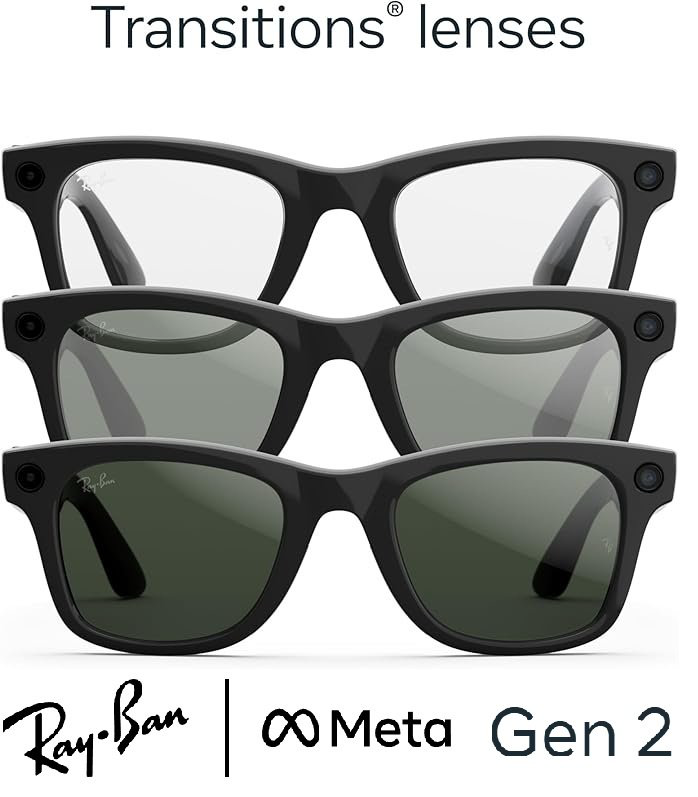 Смарт-очки Ray-Ban META WAYFARER (Gen 2) Clear/Graphite Green Transitions RW4012 601/1M 53-22 черный купить,332999