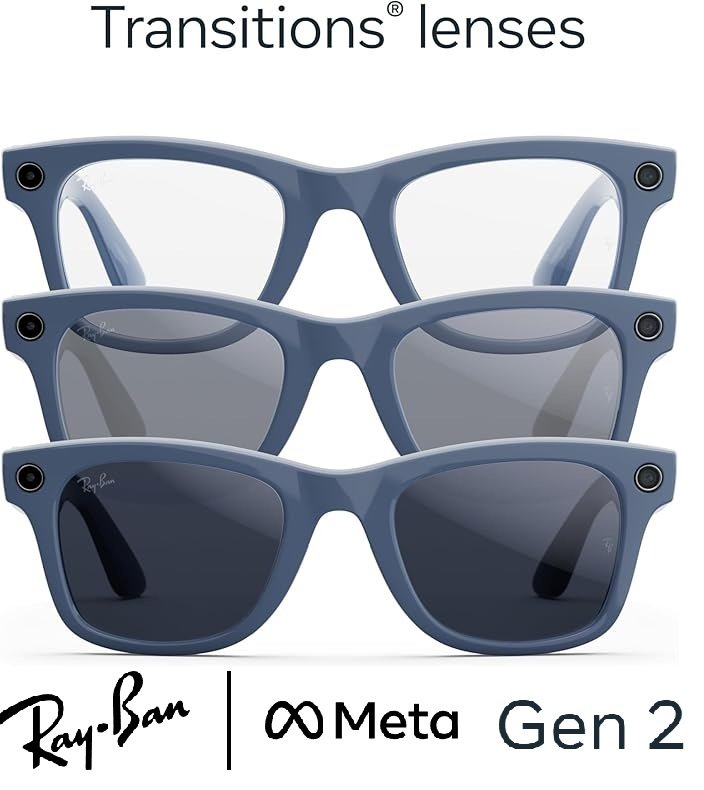 Смарт-очки Ray-Ban META WAYFARER (Gen 2) Shiny Cosmic Blue/Clear to Sapphire Transitions Large синий