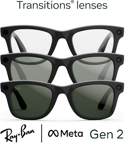Смарт-очки Ray-Ban META WAYFARER (Gen 2) Clear/Graphite Green Transitions RW4012 601/1M 53-22 черный