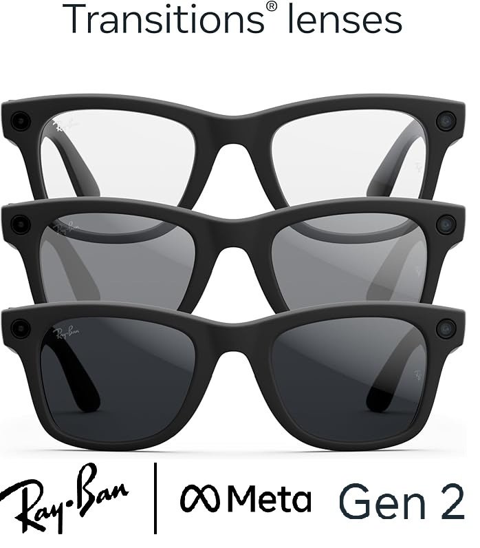 Смарт-очки Ray-Ban META WAYFARER (Gen 2) Clear/Grey Transitions RW4012 601S1Z 53-22 черный