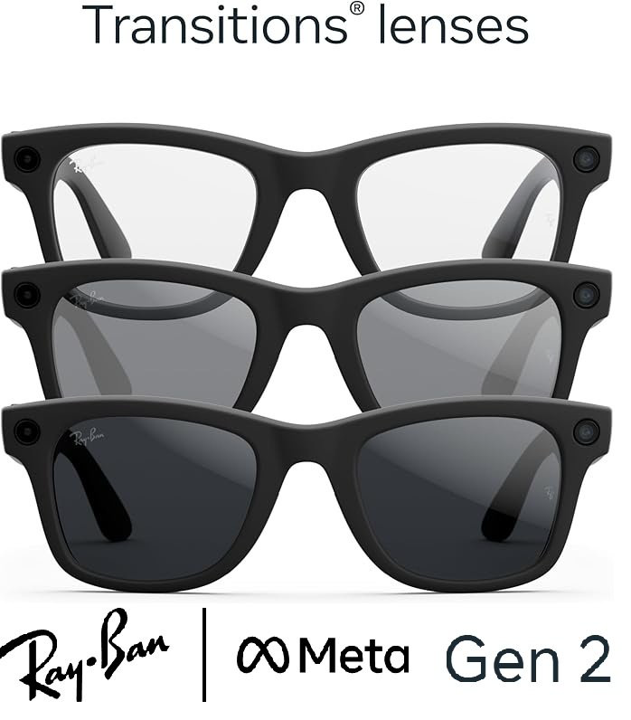 Смарт-очки Ray-Ban META WAYFARER (Gen 2) Clear/Grey Transitions RW4012 601S1Z 53-22 черный купить,335000