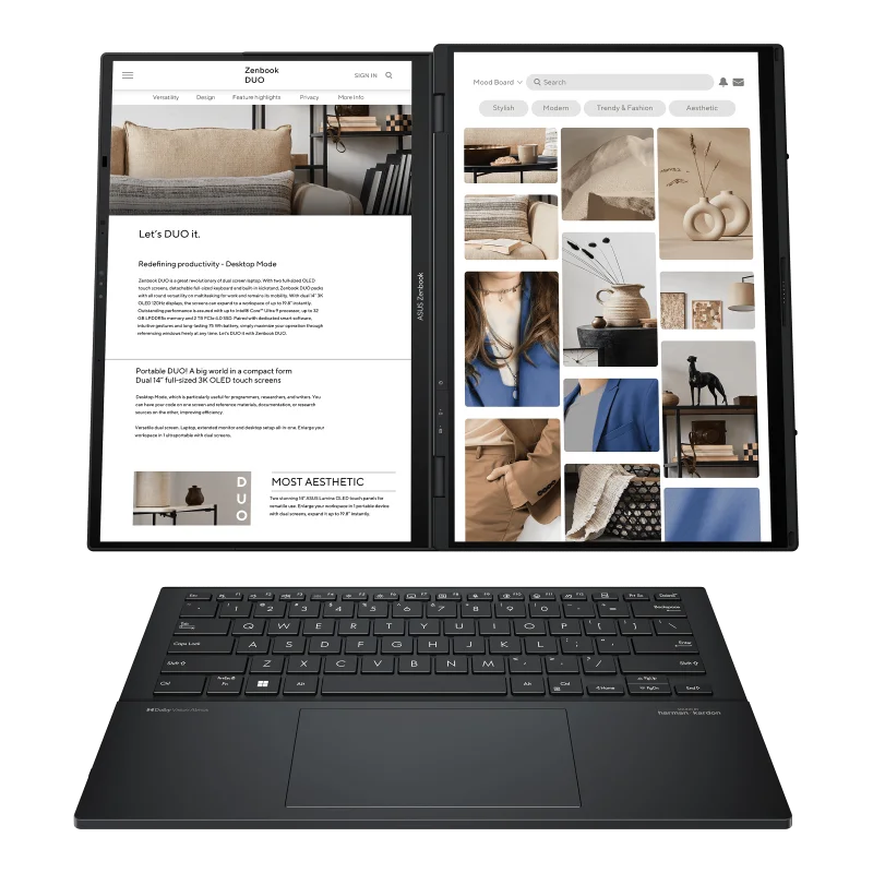 Ноутбук Asus Zenbook Duo Oled  UX8406CA-QL078W 90NB14X1-M00320 14" Inkwell Gray купить,NaN