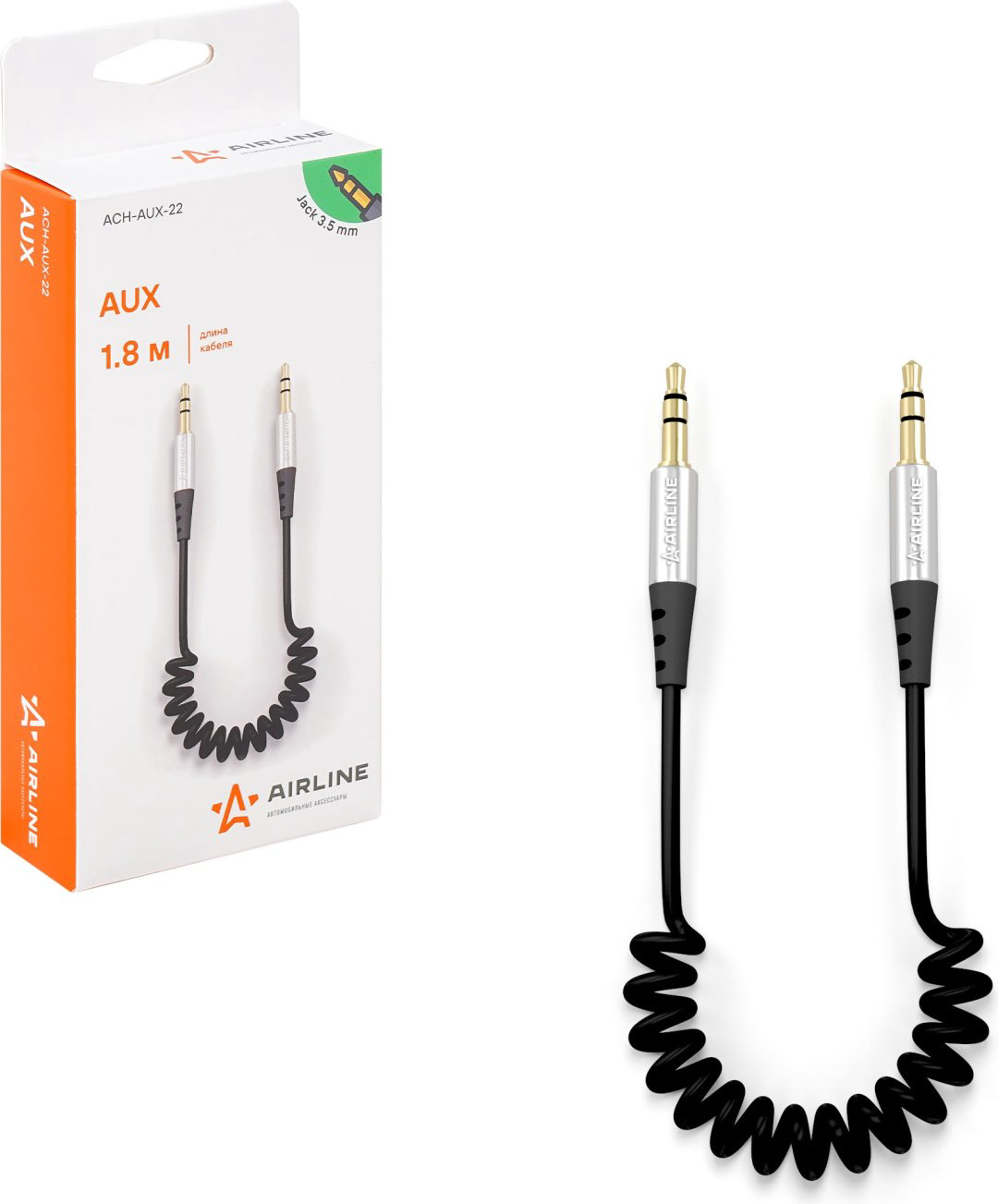 Кабель AIRLINE ACH-AUX-22 3.5 mm jack - 3.5 mm jack 1.8 м купить,NaN