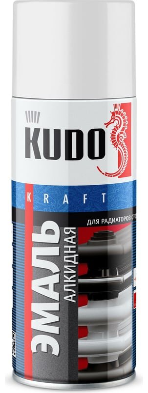 Kudo эмаль Эмаль для радиаторов отопления аэрозольная в баллончике KUDO глянцевая белая KU-5101 тон белый, 520 мл купить,NaN