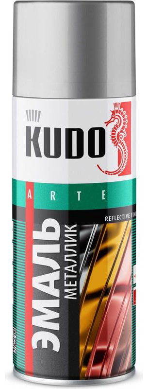 Kudo краска Эмаль яркий металлик универсальная быстросохнущая KUDO REFLECTIVE FINISH алюминий KU-1025 тон алюминий, 520 мл купить,NaN