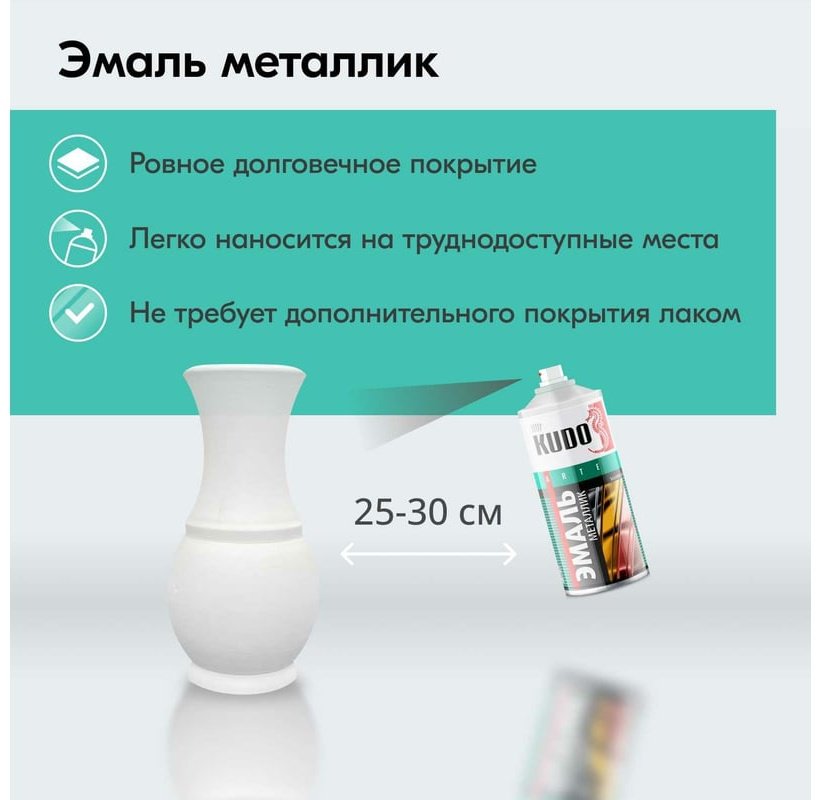 Kudo краска Эмаль металлик универсальная быстросохнущая KUDO SILVER GRAIN FINISH серебристый кварц KU-1059 тон серебристый, 520 мл купить,NaN