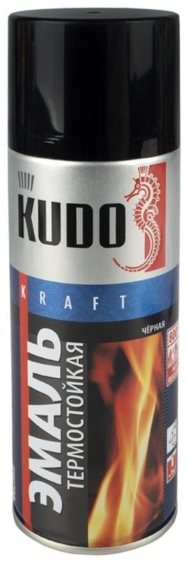 Kudo эмаль Kraft термостойкая тон черный, 520 мл купить,NaN