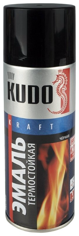Kudo эмаль Kraft термостойкая тон черный, 520 мл купить,NaN