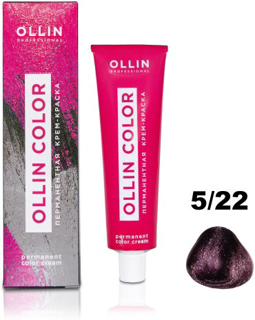 Ollin Professional Color 5/22 светлый шатен фиолетовый крем-краска 100 мл купить,NaN