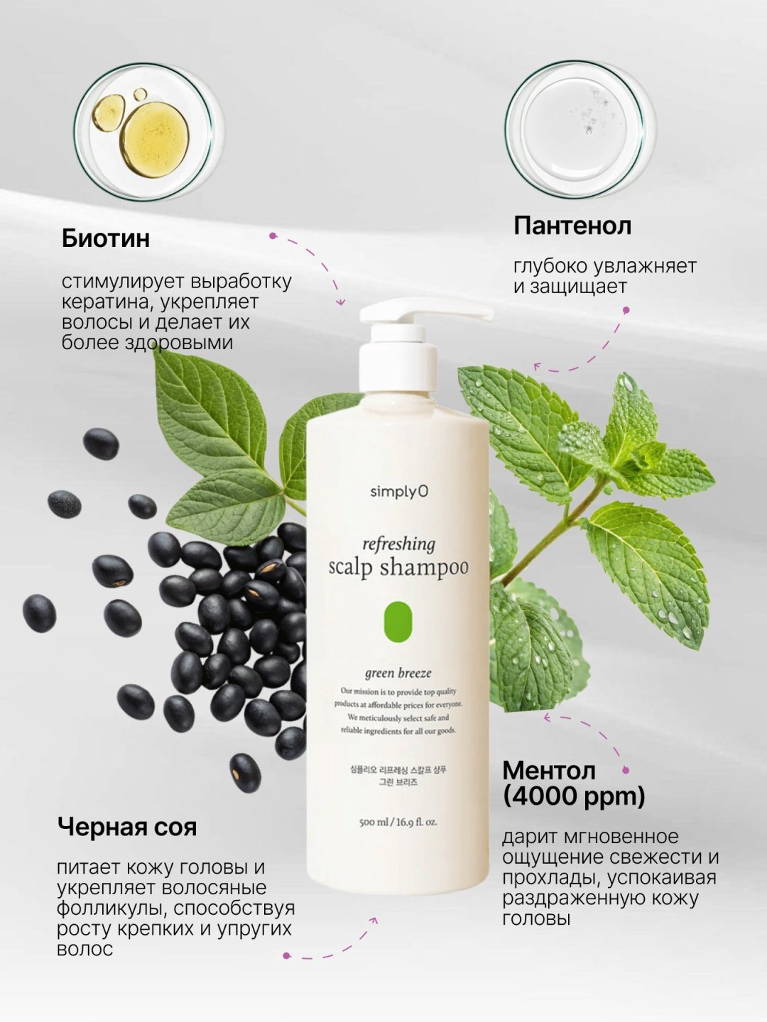 SimplyO Refreshing Scalp Shampoo Green Breeze шампунь 500 мл купить,NaN