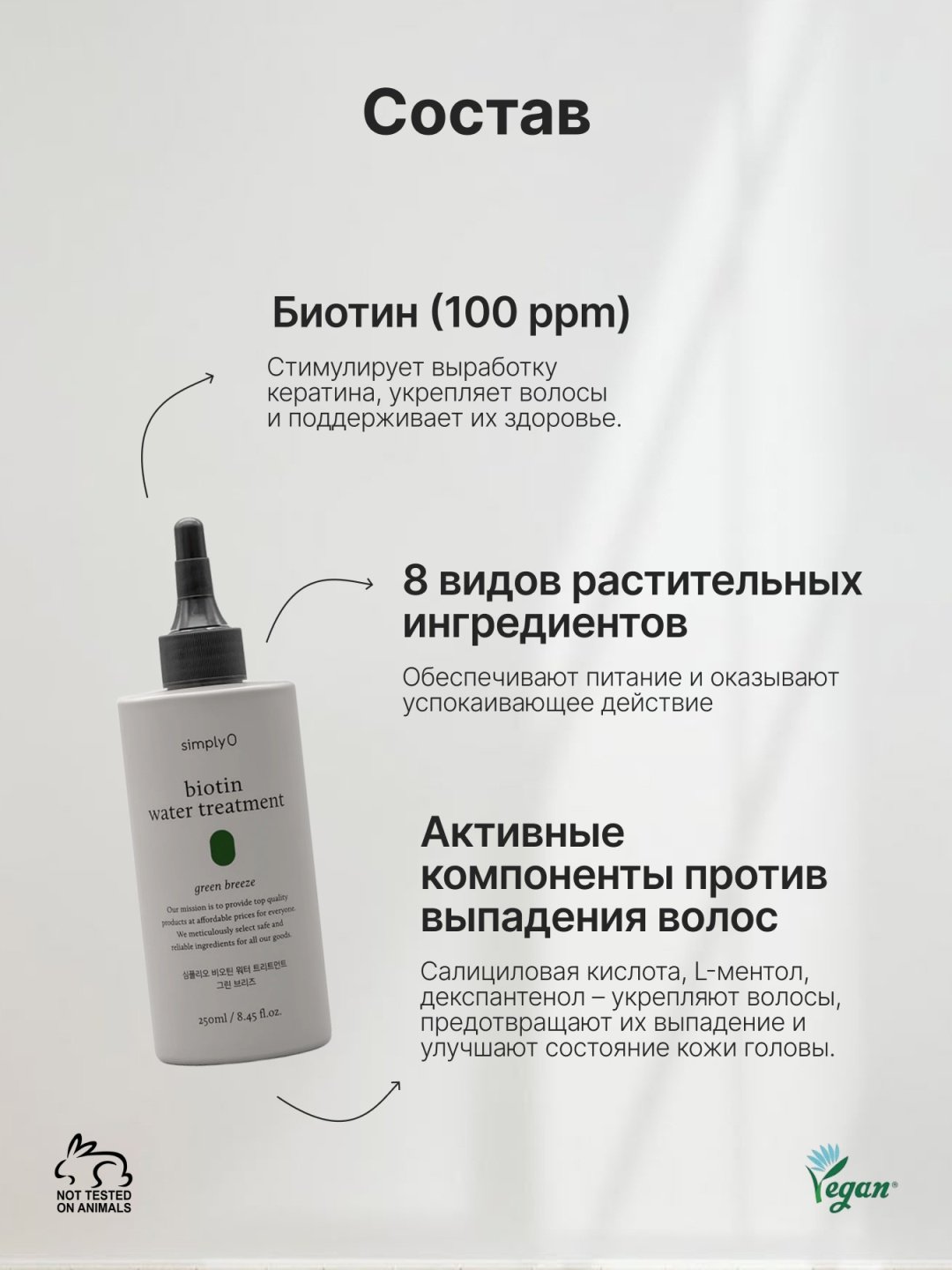 SimplyO состав Лечебная вода для волос SimplyO Biotin Water For Hair Loss 250 мл купить,NaN