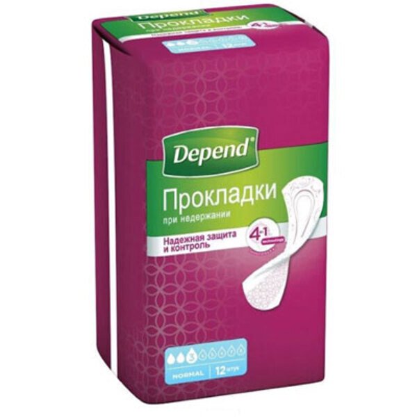 Прокладки Depend Normal Plus Pad при недержании 12шт