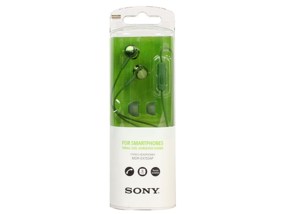 Наушники Sony MDR-EX155AP зеленые купить,NaN