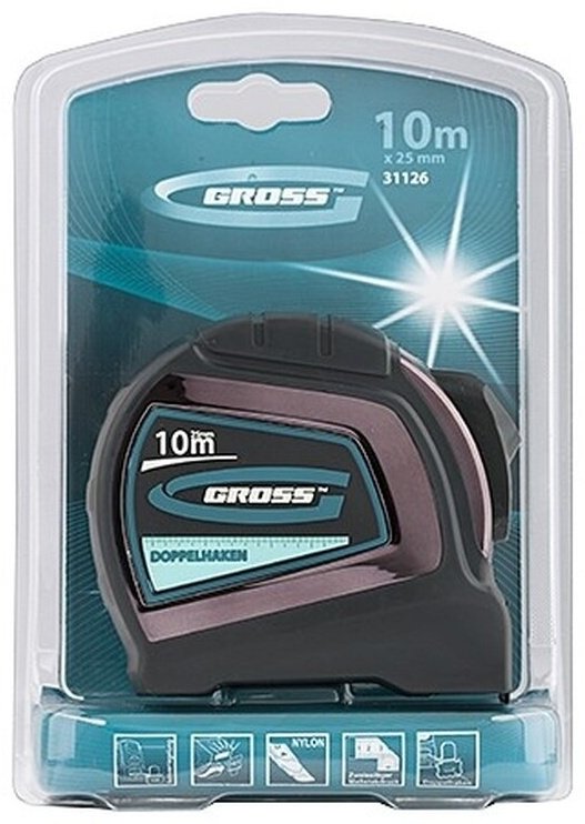 Gross рулетка бытовая 31126, 10 м х 25 мм