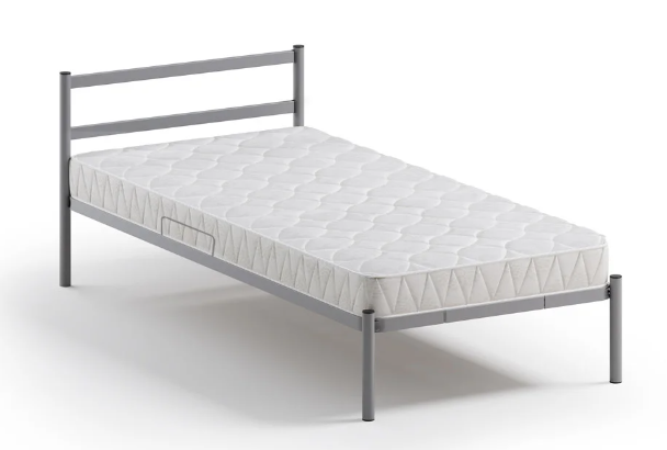Кровать металлическая с матрасодержателем Квадрат Мета 91х201 серая купить,NaN