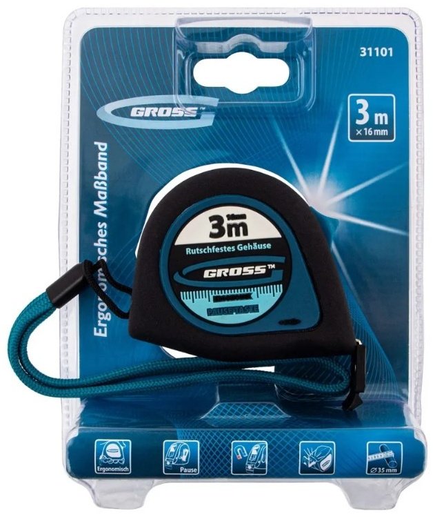 Gross рулетка бытовая Ergonomisch 31101, 3 м х 16 мм купить,2450