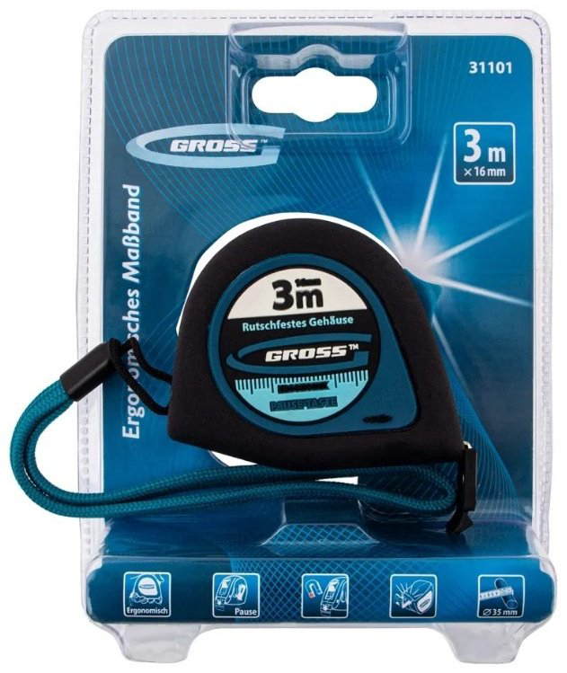 Gross рулетка бытовая Ergonomisch 31101, 3 м х 16 мм купить,2450