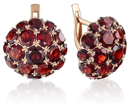 Серьги с английским замком Platina из красного золота с гранатами 02-3188-00-204-1110-46 купить,NaN
