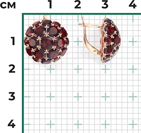 Серьги с английским замком Platina из красного золота с гранатами 02-3188-00-204-1110-46 купить,NaN