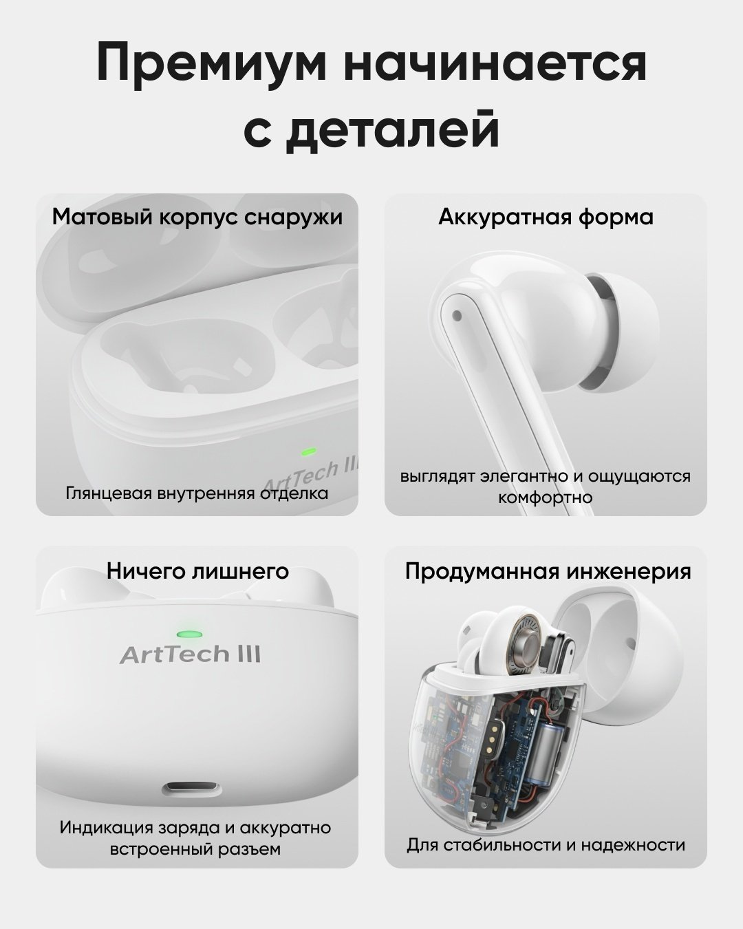 Наушники ArtTech Pulse ANC белый купить,NaN