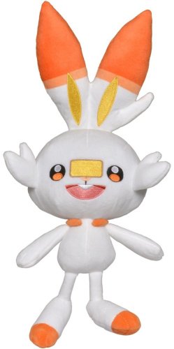 Мягкая игрушка Pokemon Scorbunny, высота 20 см, белый, оранжевый