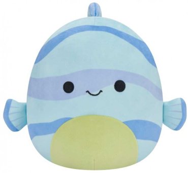 Мягкая игрушка Squishmallows Полосатая рыба Leland, высота 19 см, голубой