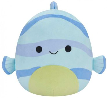 Мягкая игрушка Squishmallows Полосатая рыба Leland, высота 19 см, голубой