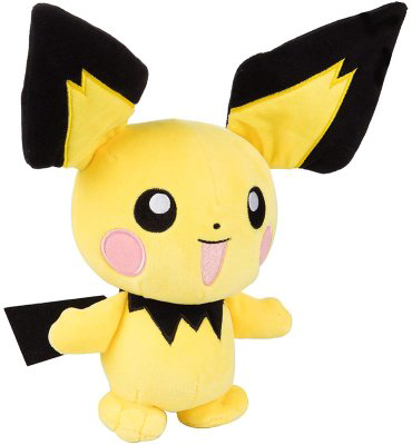 Мягкая игрушка Pokemon Pichu, высота 20 см, черный, желтый