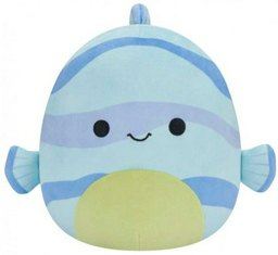 Мягкая игрушка Squishmallows Полосатая рыба Leland, высота 19 см, голубой