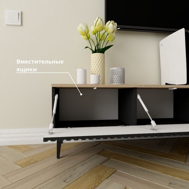 ТВ-тумба напольная Adel Home AH0771 Лара 200x45x35см черно-коричневый купить,NaN
