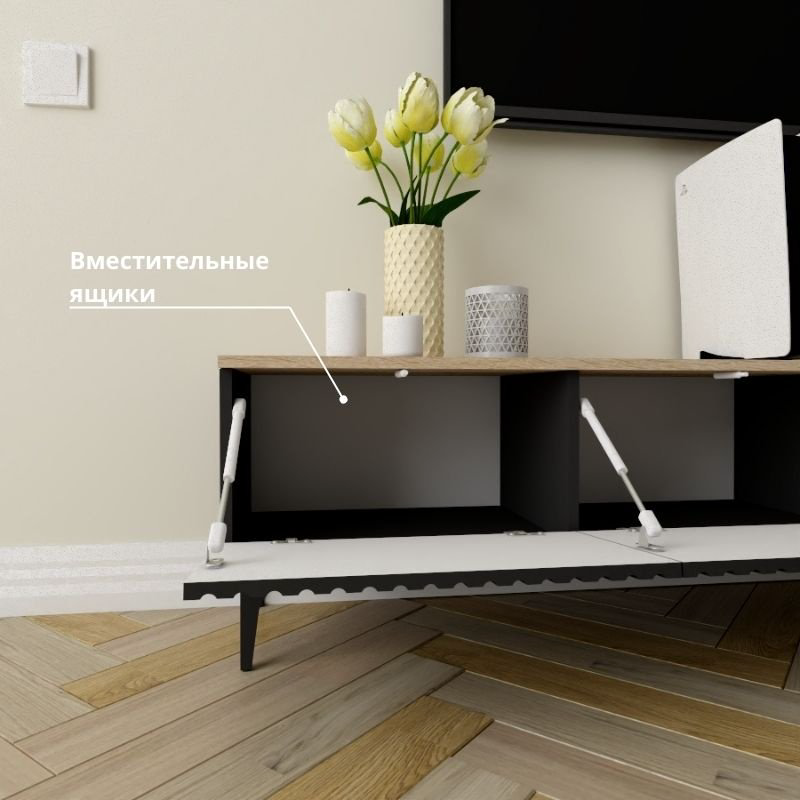 ТВ-тумба напольная Adel Home AH0771 Лара 200x45x35см черно-коричневый купить,NaN