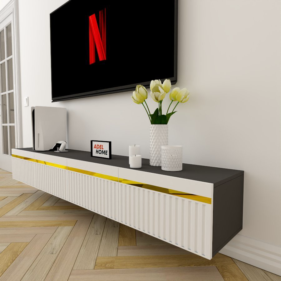 ТВ-тумба Adel Home Брета AH0460 200x30x35см серый купить,NaN