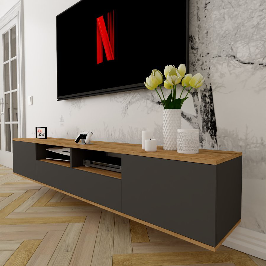 ТВ-тумба Adel Home Ребека AH0323 200x35x35см серый купить,NaN