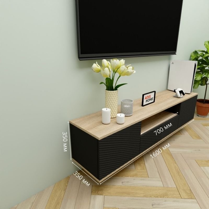 ТВ-тумба Adel Home Мадисон AH0725 160x35x35см черный/светло-коричневый купить,NaN