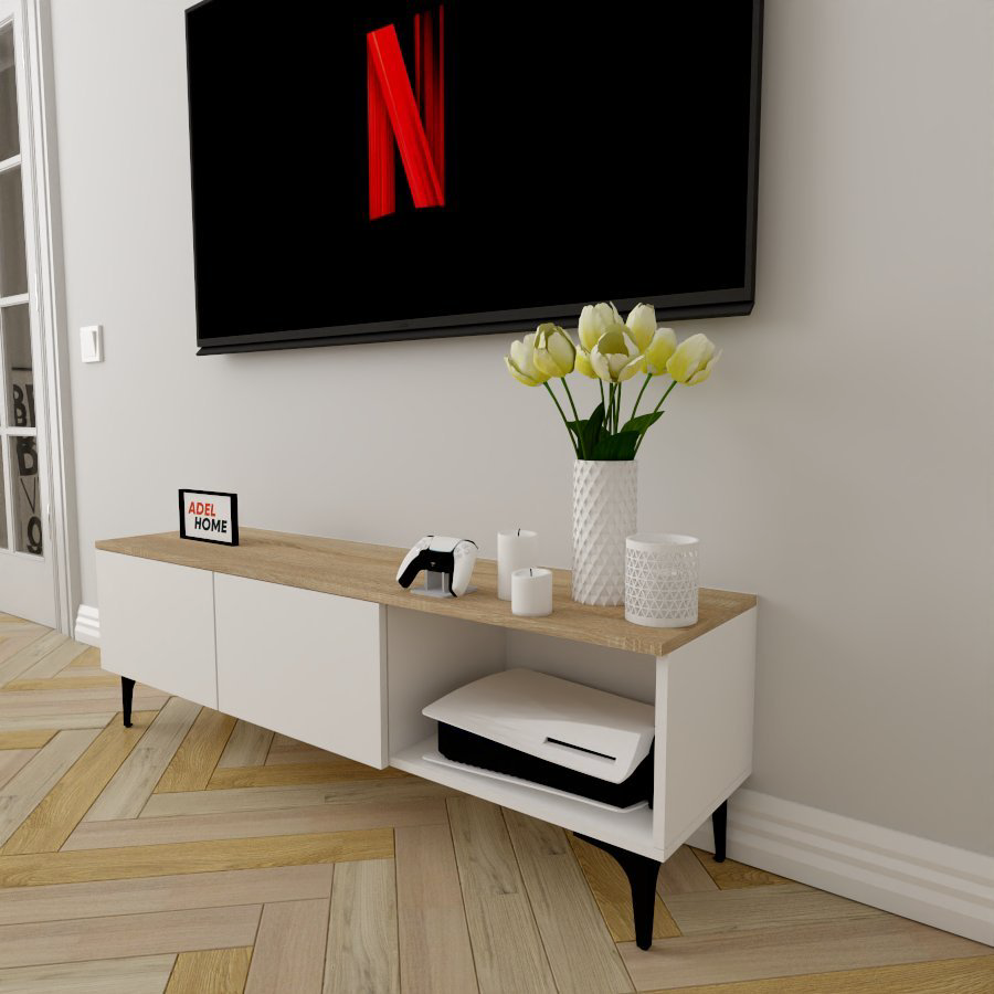 ТВ-тумба напольная Adel Home AH0220 Элина 140x45x35см бело-коричневый купить,NaN