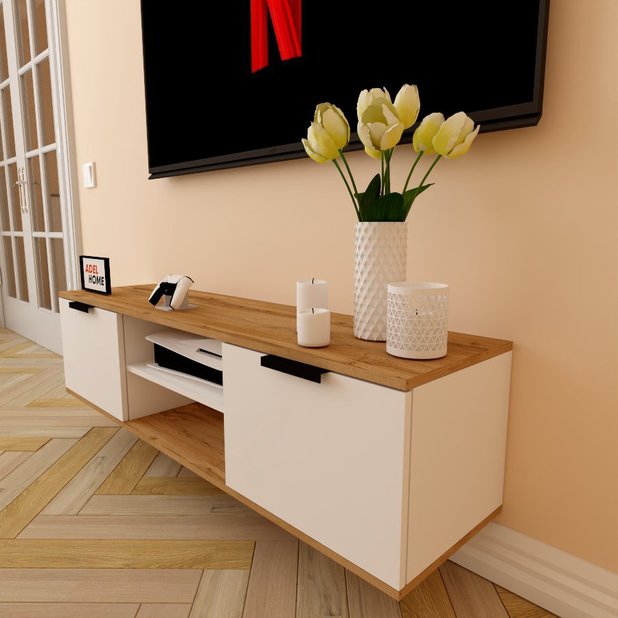 ТВ-тумба Adel Home Азали AH0295 140x35x35см бело-коричневый купить,NaN