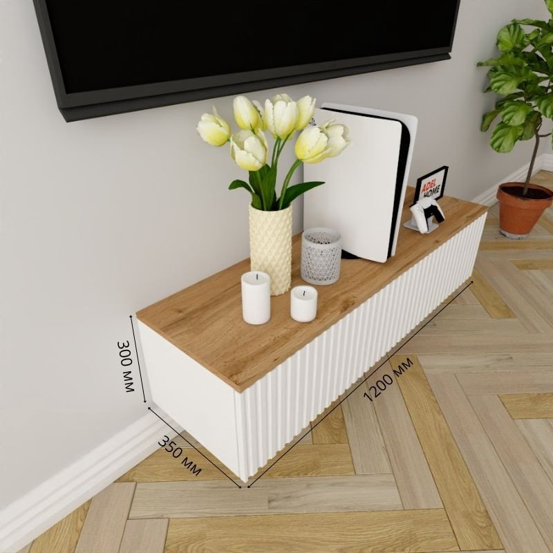 ТВ-тумба Adel Home Хезер AH0402 120x30x35см белый-коричневый купить,NaN