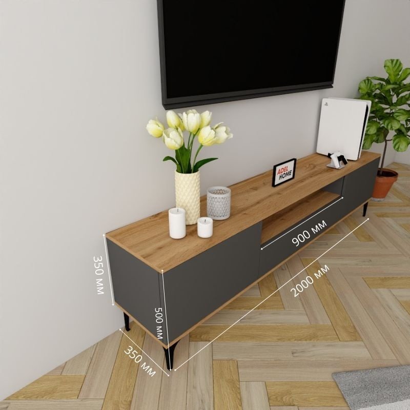 ТВ-тумба напольная Adel Home AH0162 Гвен 200x50x35см коричнево-графитовый купить,NaN