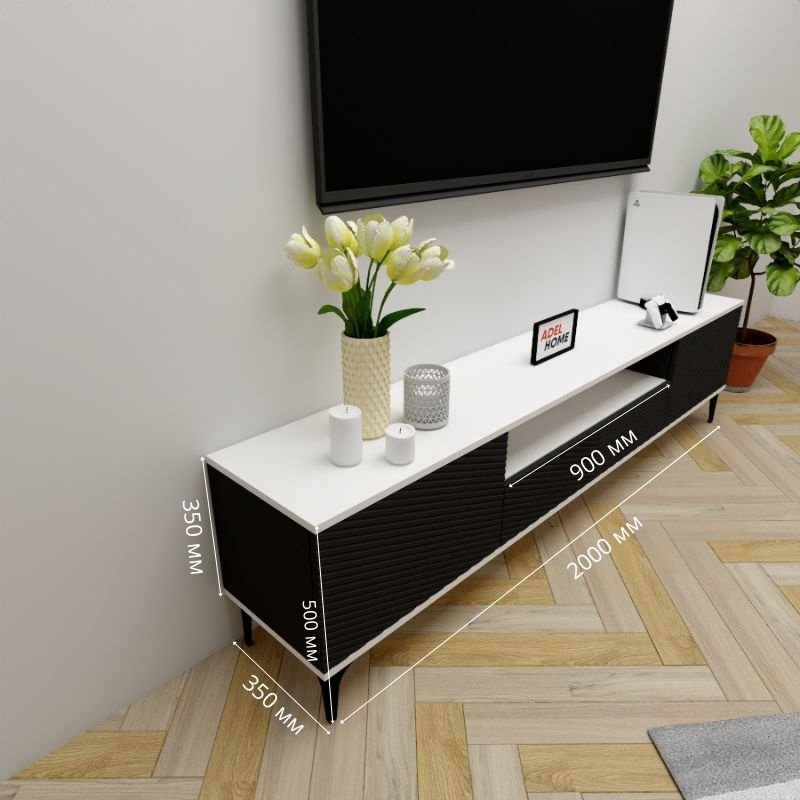 ТВ-тумба напольная Adel Home AH0703 Бруклин 200x50x35см черно-белый купить,NaN