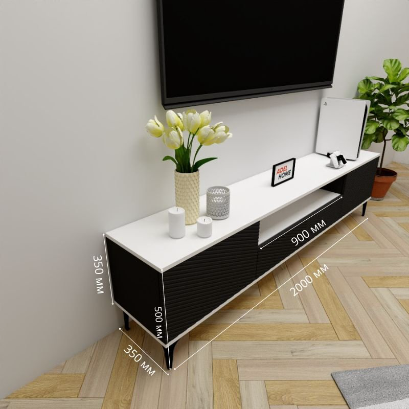 ТВ-тумба напольная Adel Home AH0703 Бруклин 200x50x35см черно-белый купить,NaN