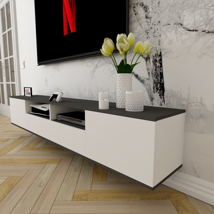 ТВ-тумба Adel Home Опра AH0320 200x35x35см белый/серый купить,NaN