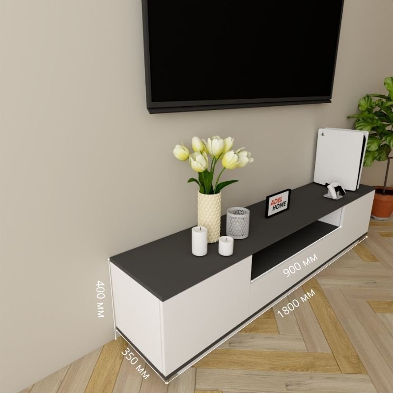 ТВ-тумба напольная Adel Home AH0121 Мика 180x40x35см бело-графитовый купить,NaN