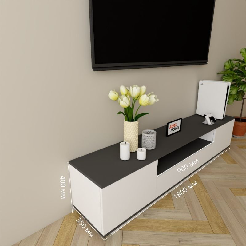 ТВ-тумба напольная Adel Home AH0121 Мика 180x40x35см бело-графитовый купить,NaN