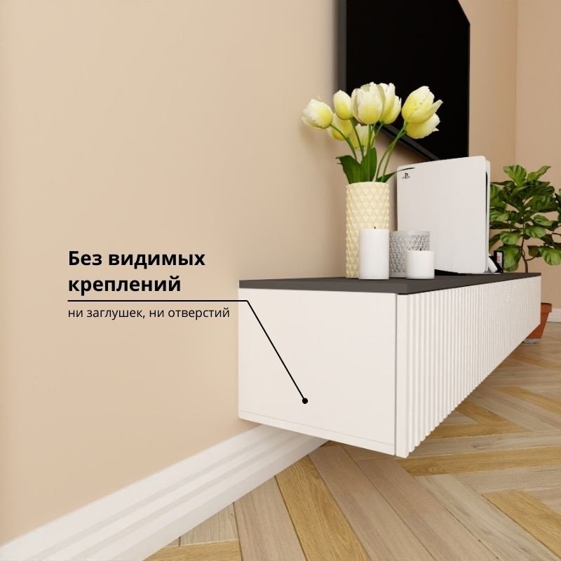ТВ-тумба Adel Home Амбер AH0390 220x30x35см бело-серый купить,NaN