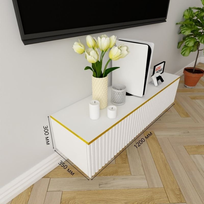 ТВ-тумба Adel Home Холи AH0404 120x30x35см белый-золотой купить,NaN