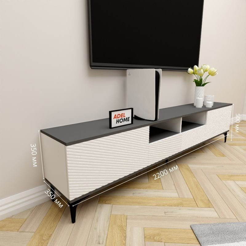 ТВ-тумба напольная Adel Home AH0691 Данита 220x50x35см бело-серый купить,NaN