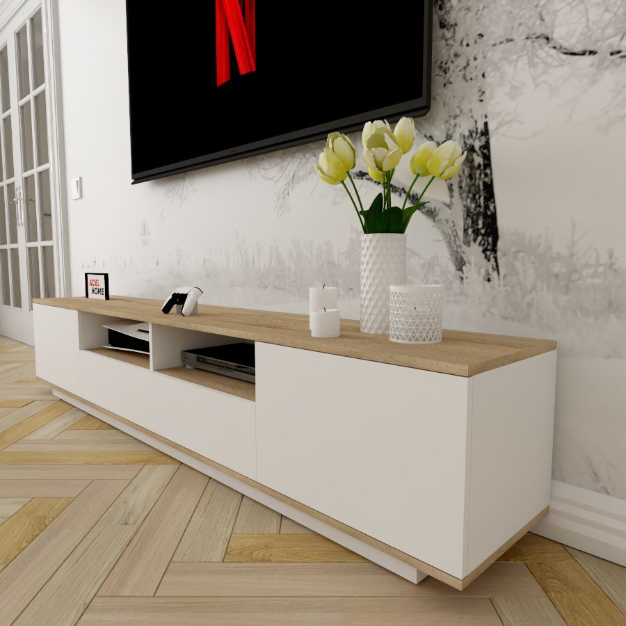 ТВ-тумба напольная Adel Home AH0329 Карла 200x40x35см бело-коричневый купить,NaN