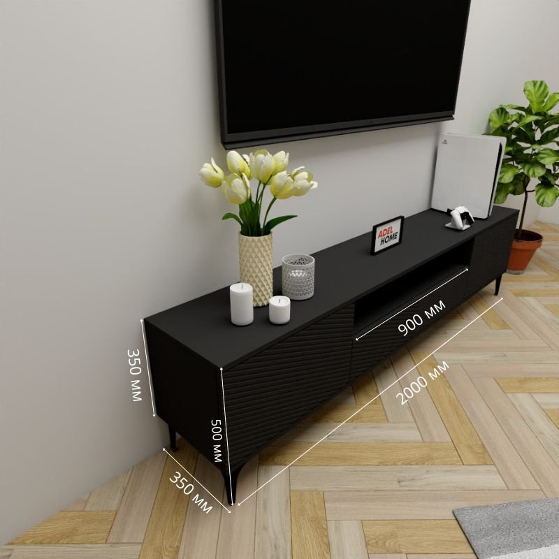 ТВ-тумба Adel Home Брина AH0702 200x50x35см черный купить,NaN