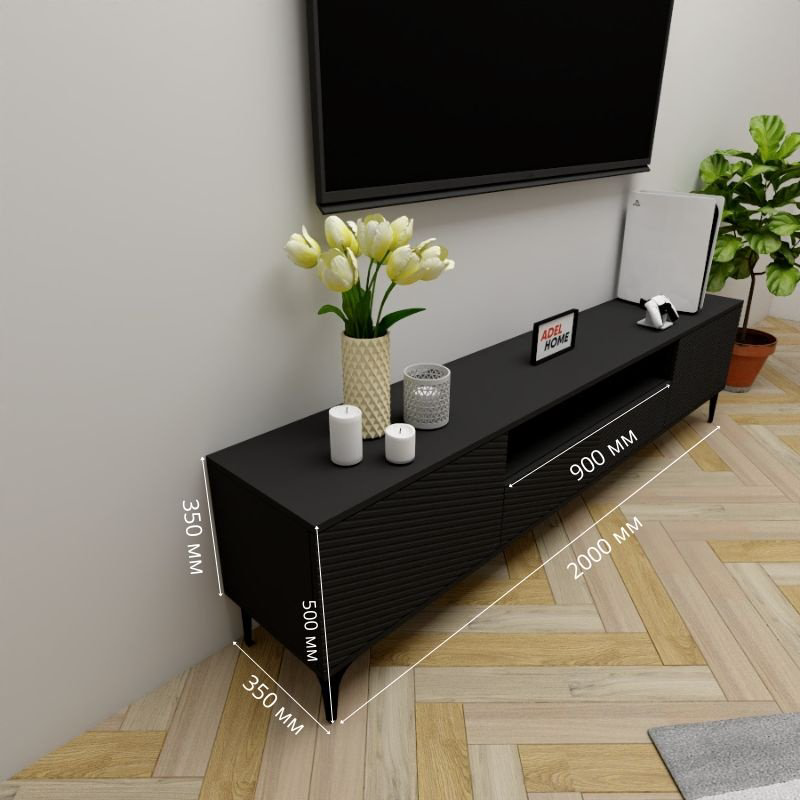ТВ-тумба Adel Home Брина AH0702 200x50x35см черный купить,NaN